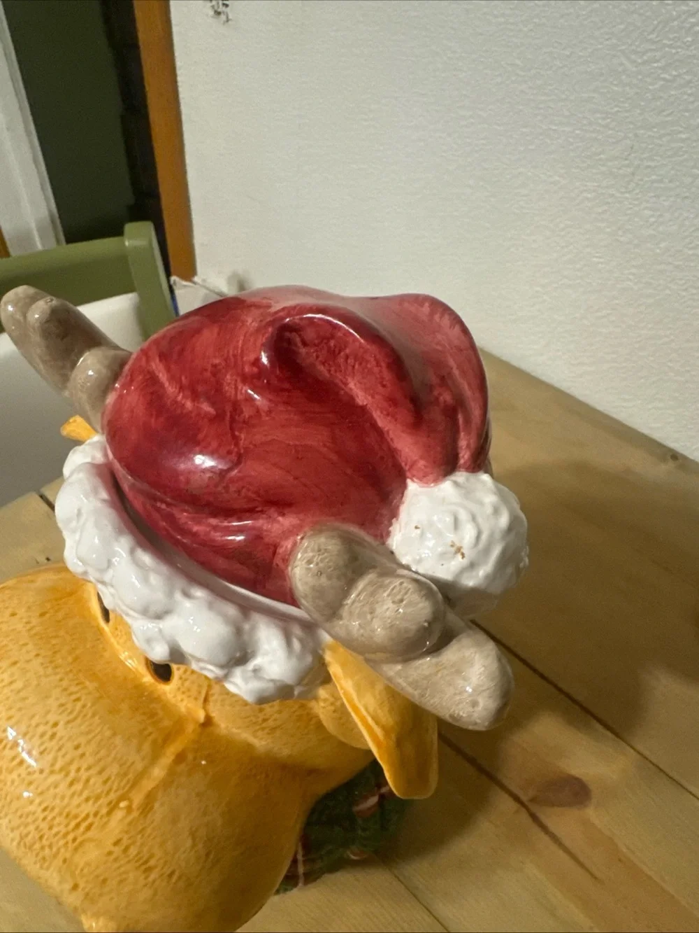 Vintage figural ceramic Christmas moose cookie jar